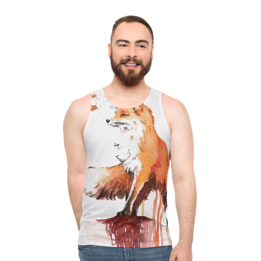 Unisex fox tank top with nature-inspired graphic design