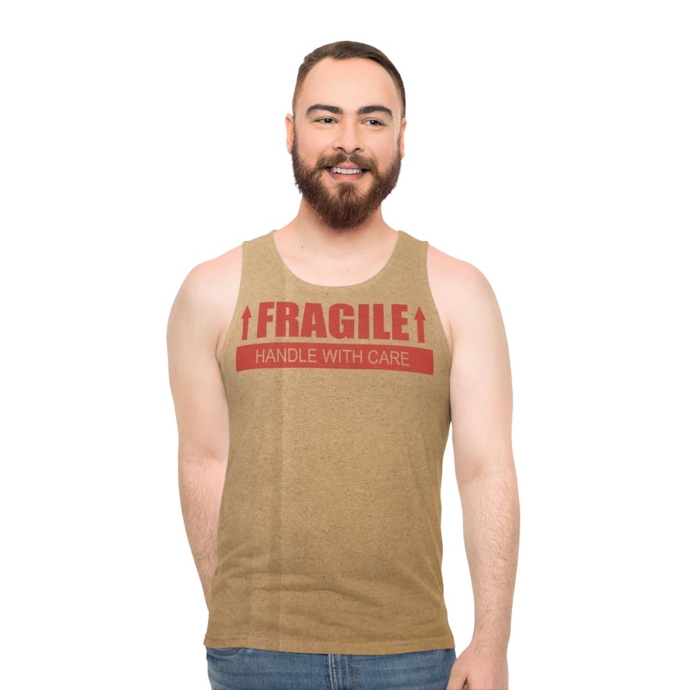 Fragile handle with care paper box unisex tank top