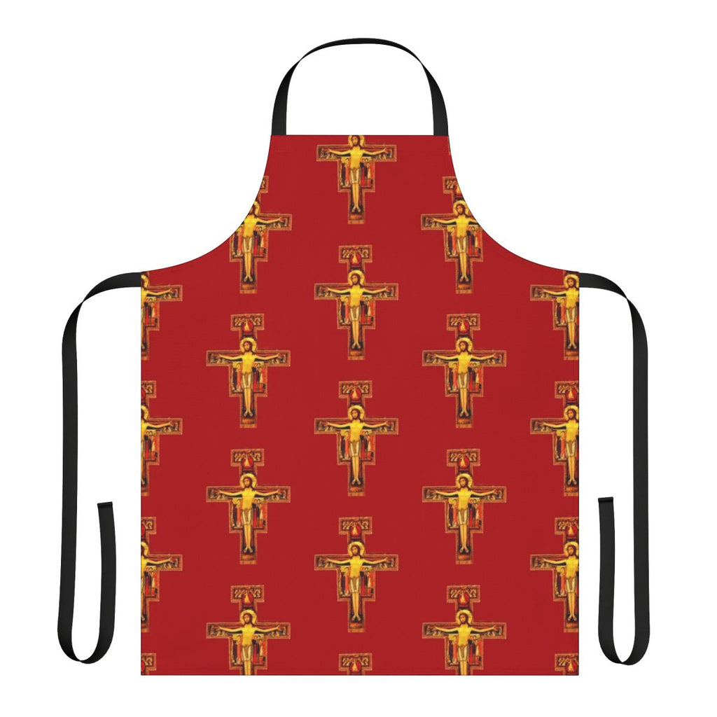 San Damiano Crucifix Apron Featuring St Francis of Assisi Imagery