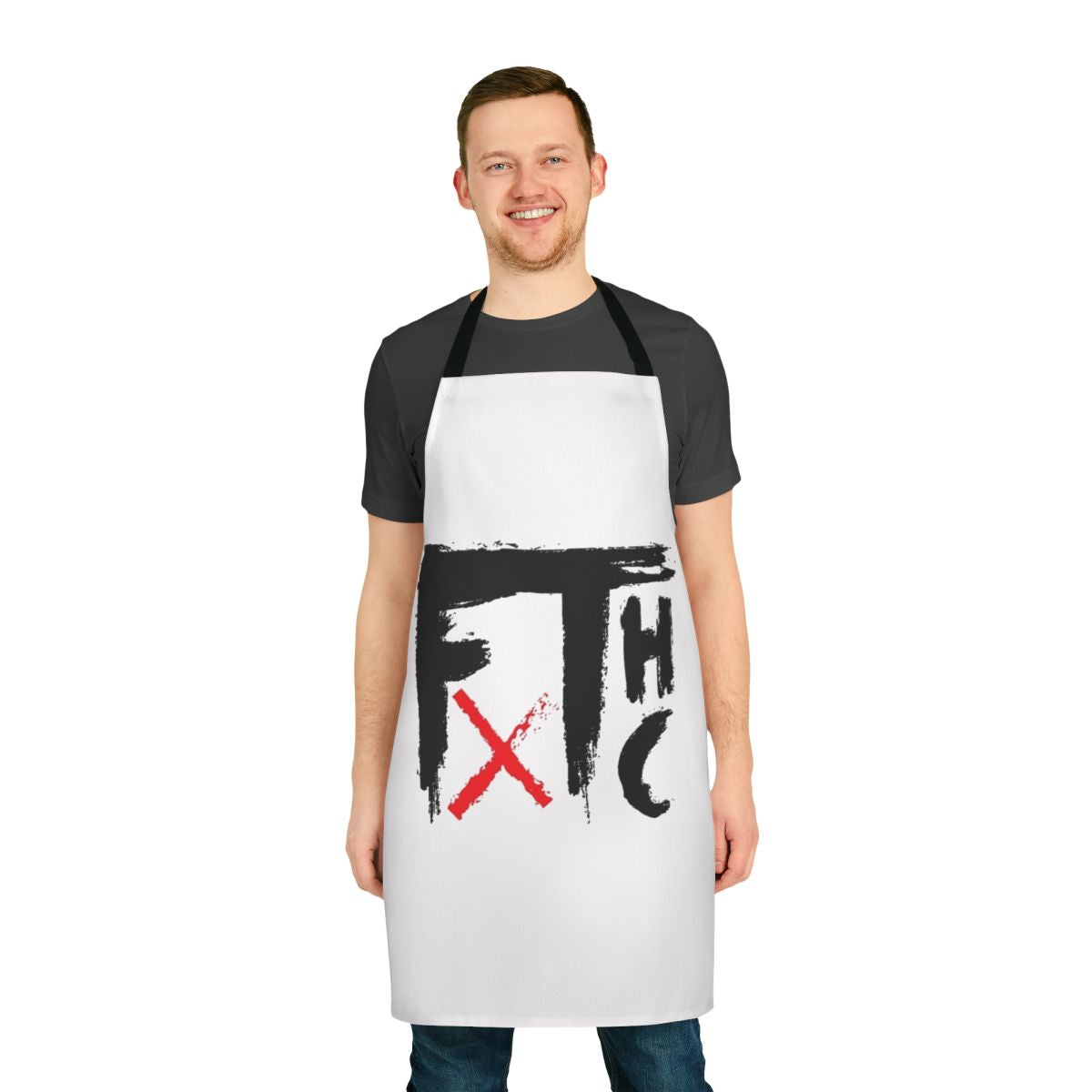 Frank Turner-inspired FTHC merch apron with band logo