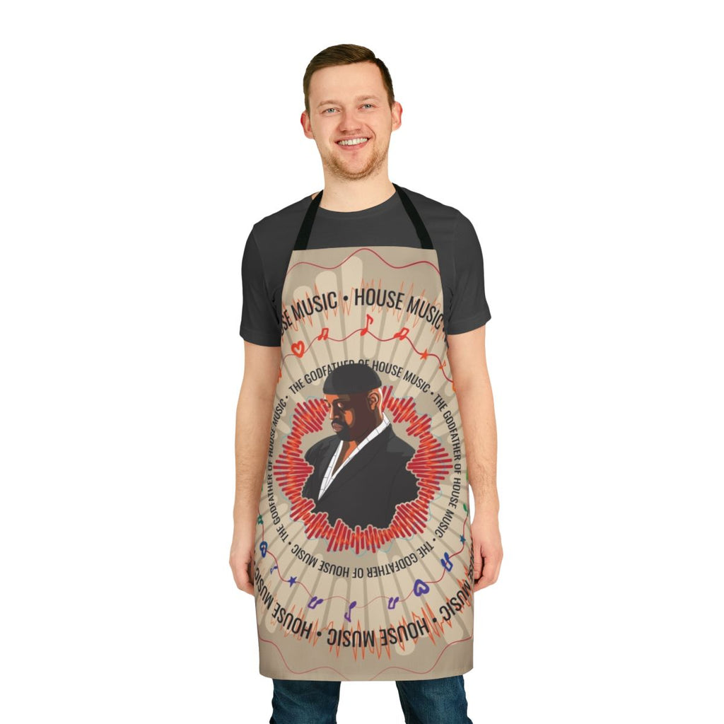 Frankie Knuckles-inspired house music apron with disco, dance, and funk design