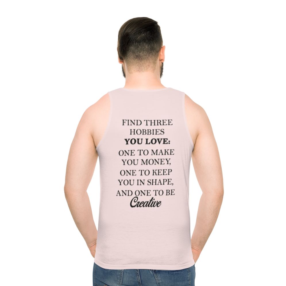 Unisex tank top with "Find Free Hobbies" design