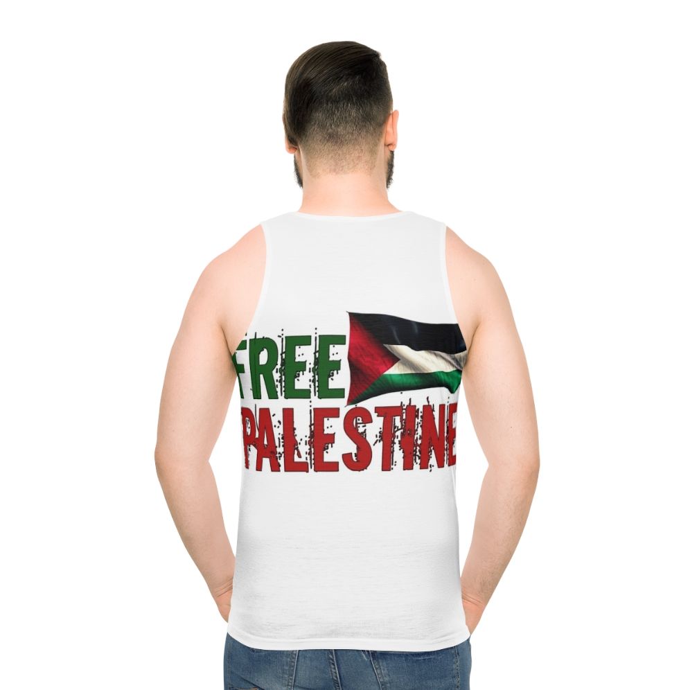 Free Palestine unisex tank top with Palestinian flag and resistance imagery