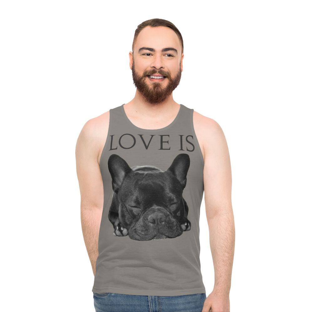 Unisex tank top with a cute French bulldog design