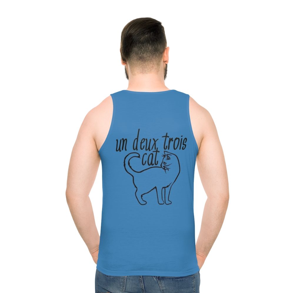 Unisex cat tank top with French text