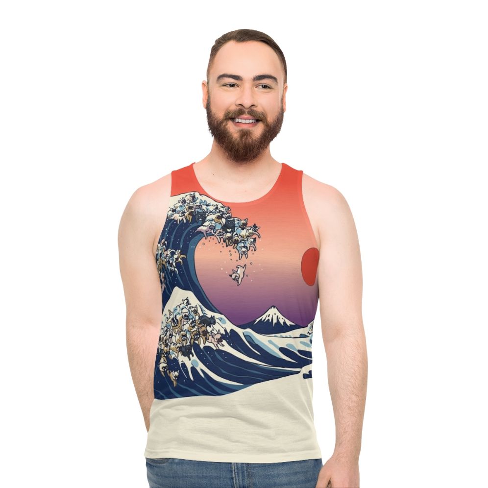 Frenchie Wave Unisex French Bulldog Hokusai Tank Top