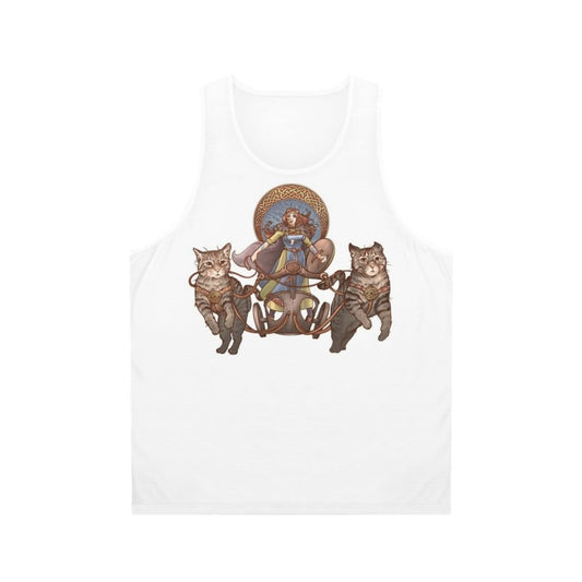 Freya, the Norse Goddess of Cats, riding her cat-drawn chariot