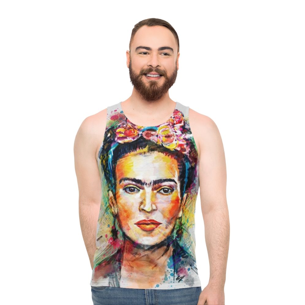 Frida Kahlo Unisex Tank Top with Vibrant Expressionist Portrait