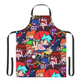 A collage-style apron featuring characters and elements from the retro-inspired rhythm game Friday Night Funkin'.
