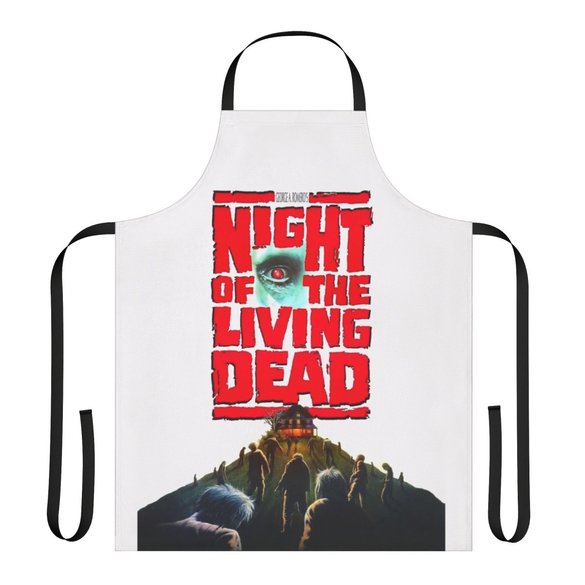 Night of the Living Dead inspired horror movie apron with zombie and undead graphic