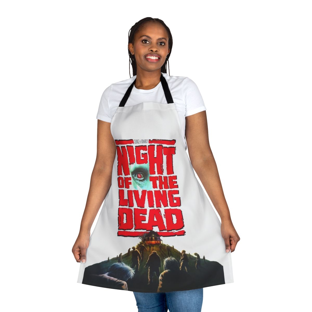 Night of the Living Dead inspired horror movie apron with zombie and undead graphic