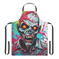 A colorful and creepy zombie-themed apron with a dripping paint effect, perfect for the horror enthusiast.