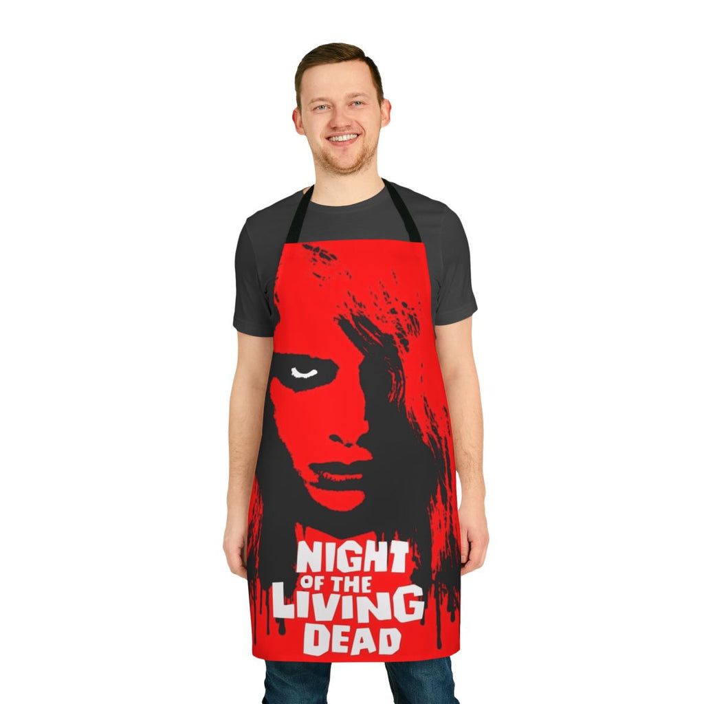Night of the Living Dead-inspired apron with a gory, retro horror design