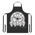 An apron featuring a graphic design inspired by the Gentlemen from the Buffy the Vampire Slayer episode "Hush"