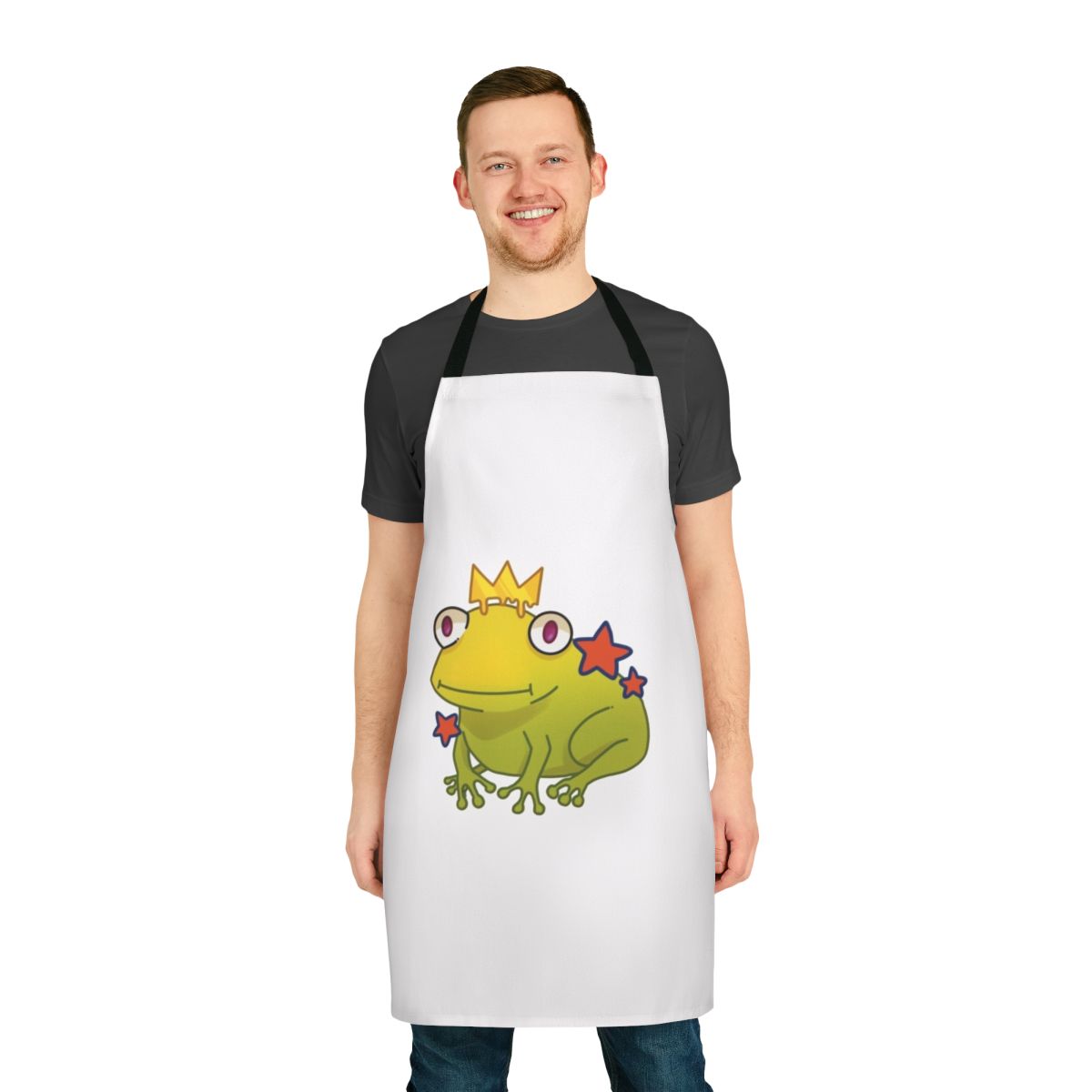 Frog prince inspired apron with royal family motif
