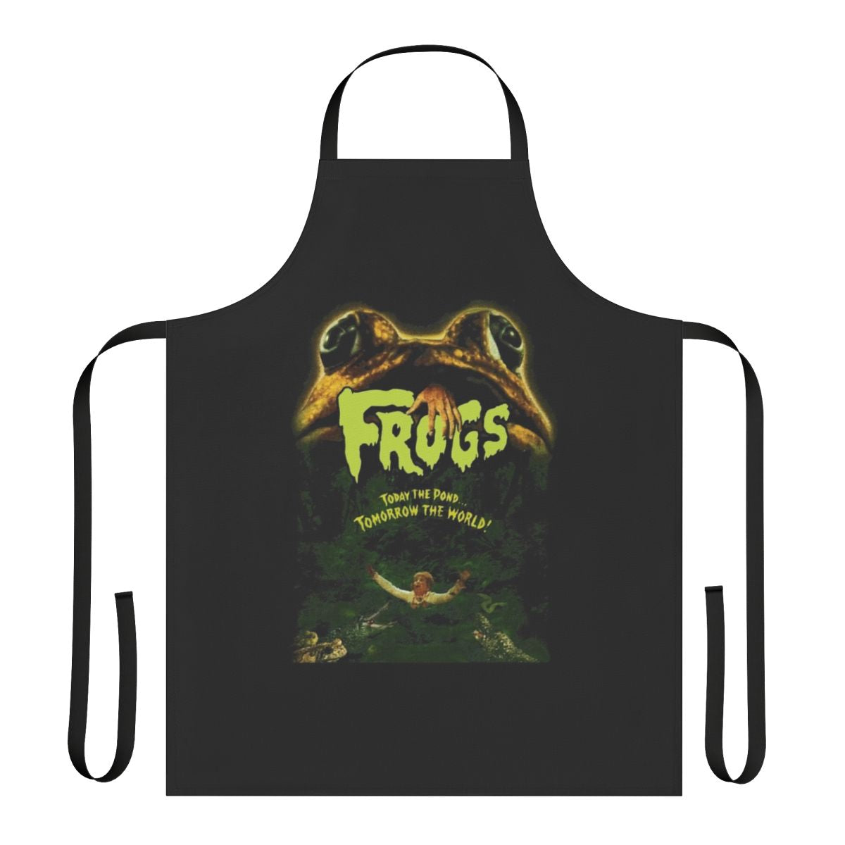 Retro-inspired frog apron with a vintage horror movie vibe