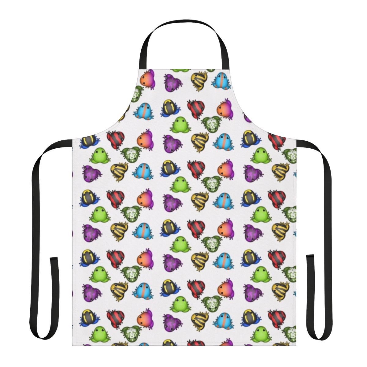 Pocket Frog pattern design apron featuring a colorful frog motif