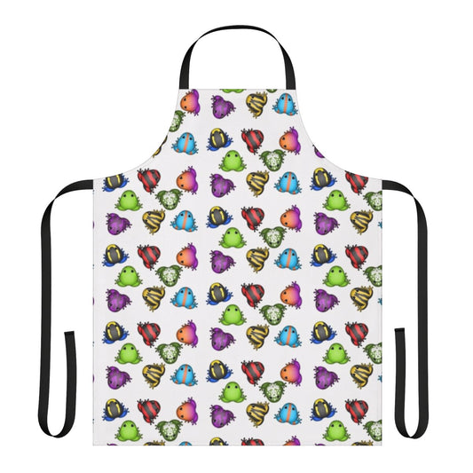 Pocket Frog pattern design apron featuring a colorful frog motif