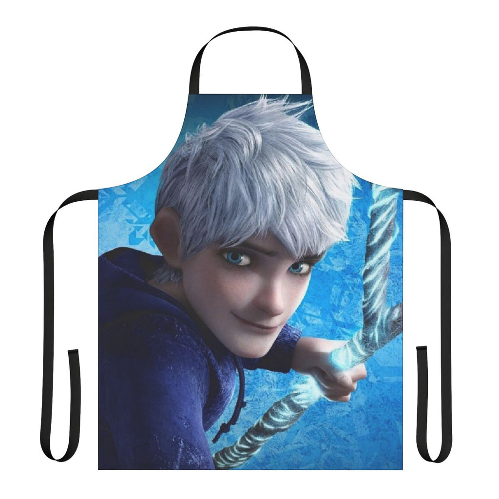 Frosty winter-themed apron with snowflake and icy designs