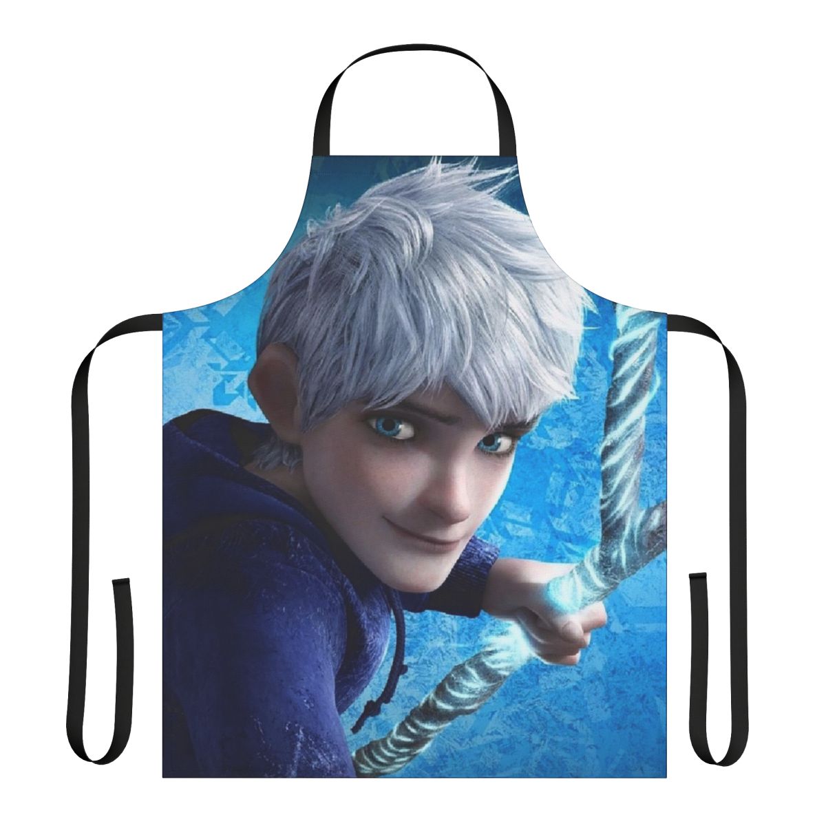 Frosty winter-themed apron with snowflake and icy designs