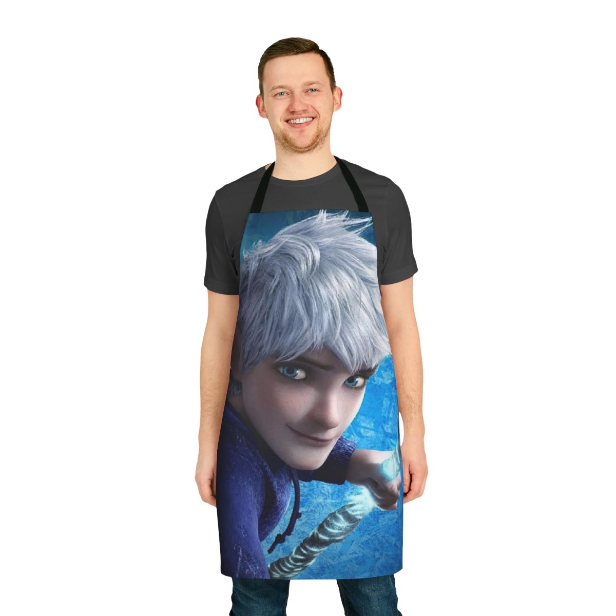 Frosty winter-themed apron with snowflake and icy designs
