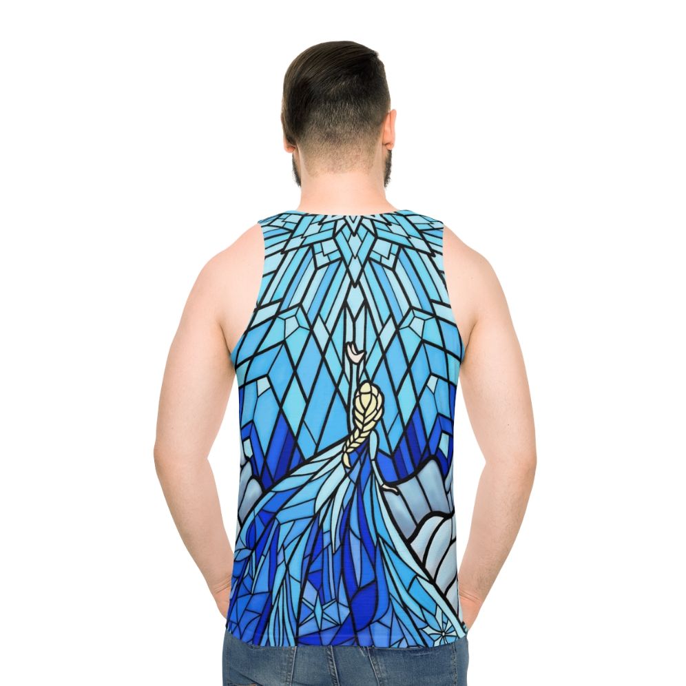 Frozen fractal stained glass window unisex tank top