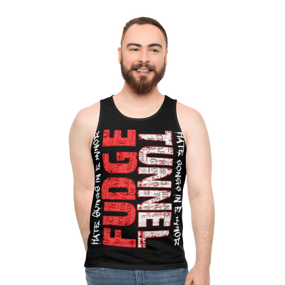 Unisex tank top featuring Fudge Tunnel band artwork