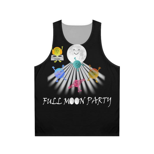 Full Moon Party Unisex Tank Top - Cartoon Dancing in Space