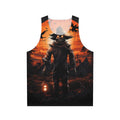 Unisex tank top with full moon and terrifying scarecrow design