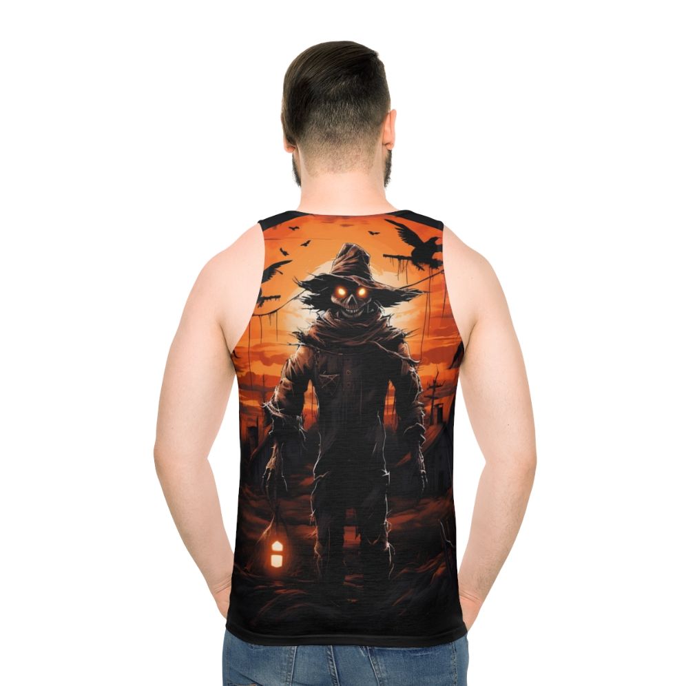 Unisex tank top with full moon and terrifying scarecrow design