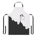 A cartoon character holding a black paint bucket, wearing a sea-themed apron