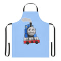A colorful apron featuring the beloved Thomas the Tank Engine and his railway friends.