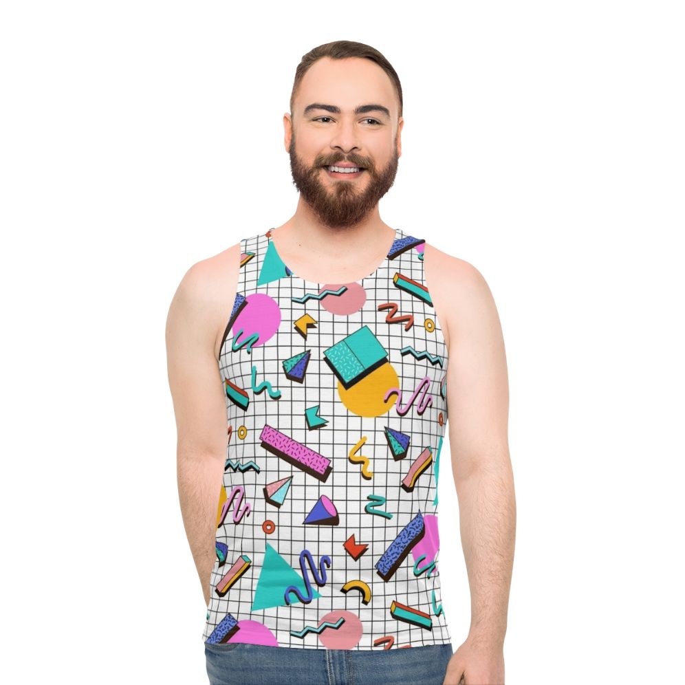 Funky 80s retro Memphis pattern unisex tank top