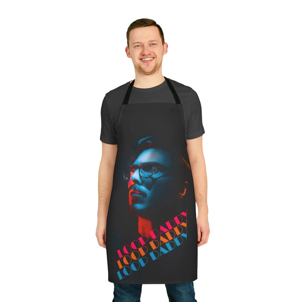 A stylish and functional apron featuring the iconic "Loop Daddy" design, perfect for music enthusiasts and passionate performers.