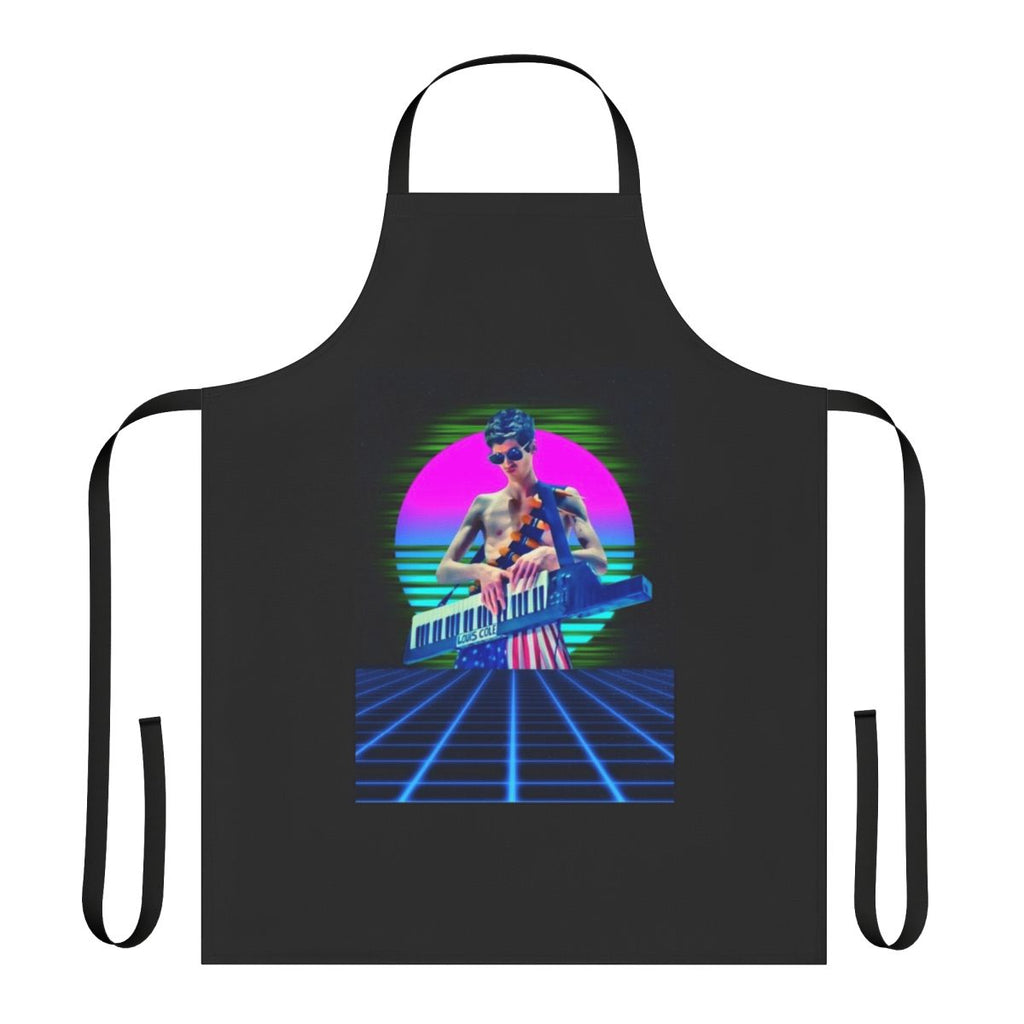 Funky retro graphic apron featuring a stylized design inspired by musician Louis Cole