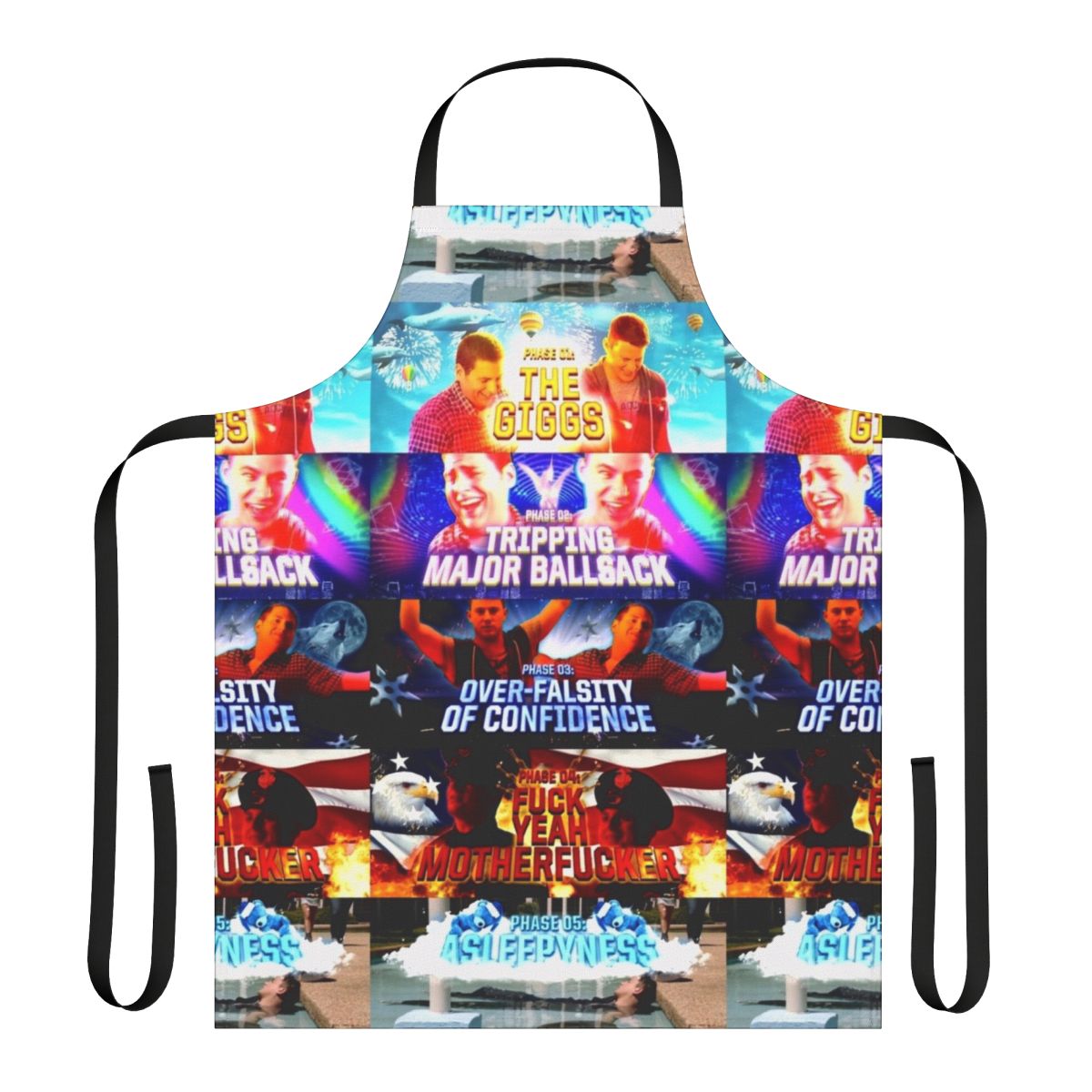 Humorous apron featuring a 21 Jump Street parody design