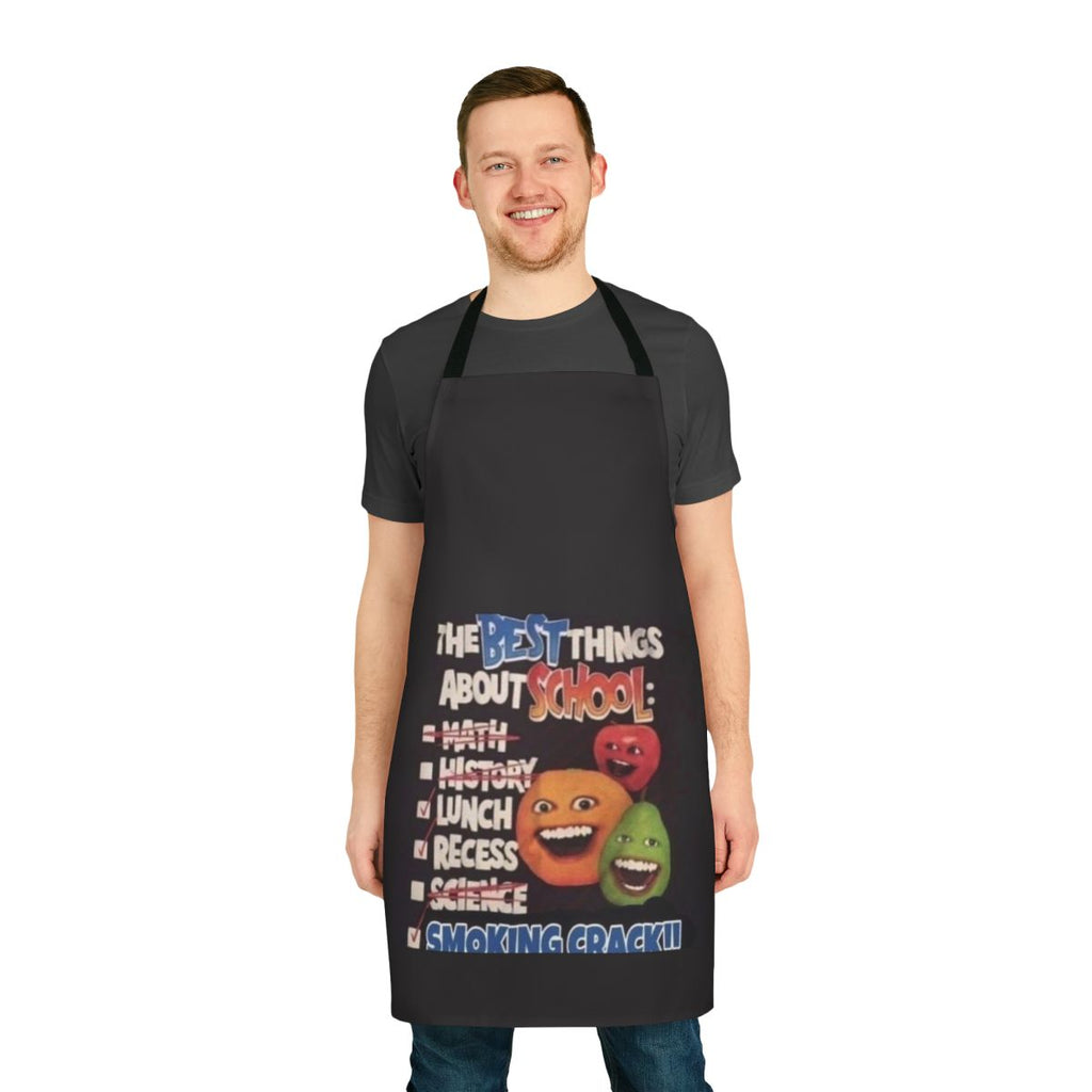 Annoying Orange themed apron with school and kitchen design
