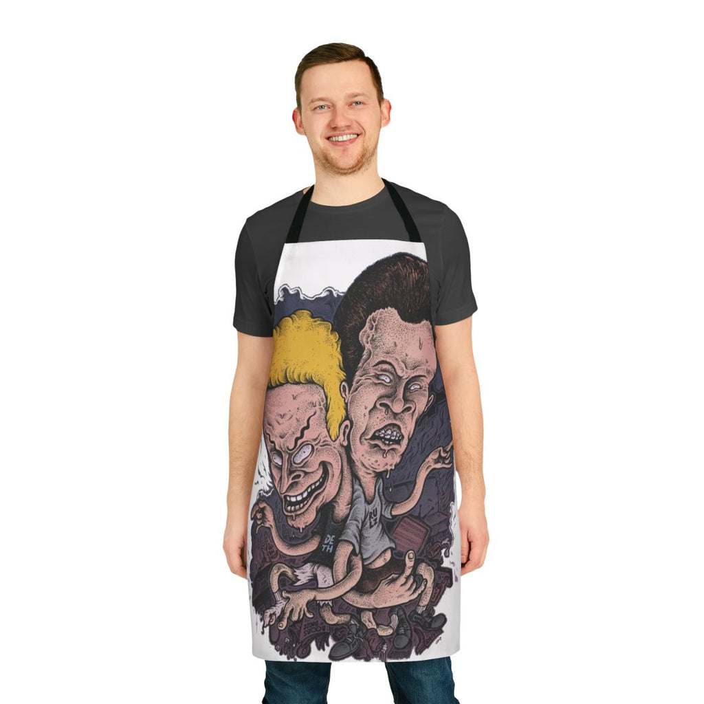 Beavis and Butthead-themed apron with punk and music design