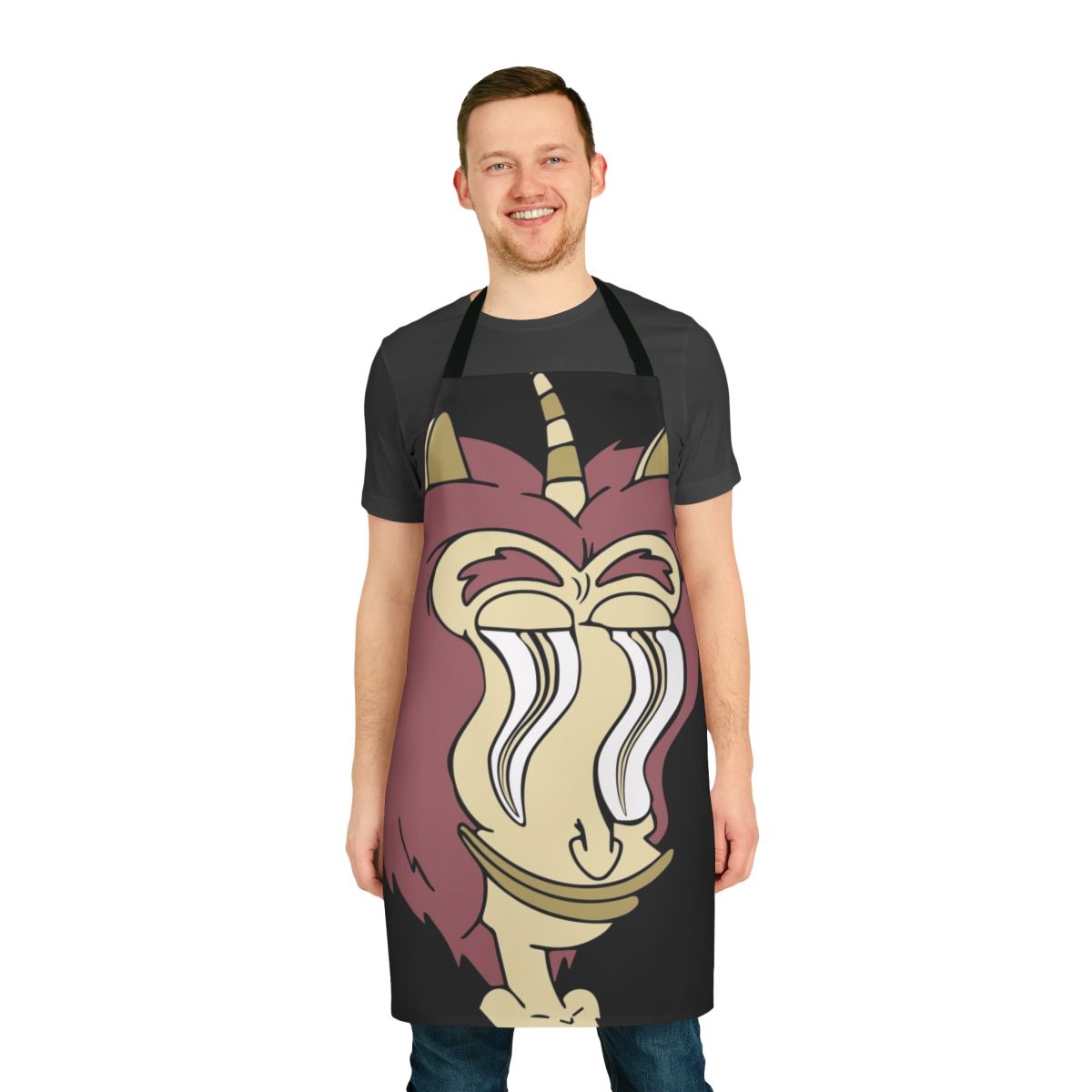 Big Mouth inspired apron featuring the Hormone Monster character
