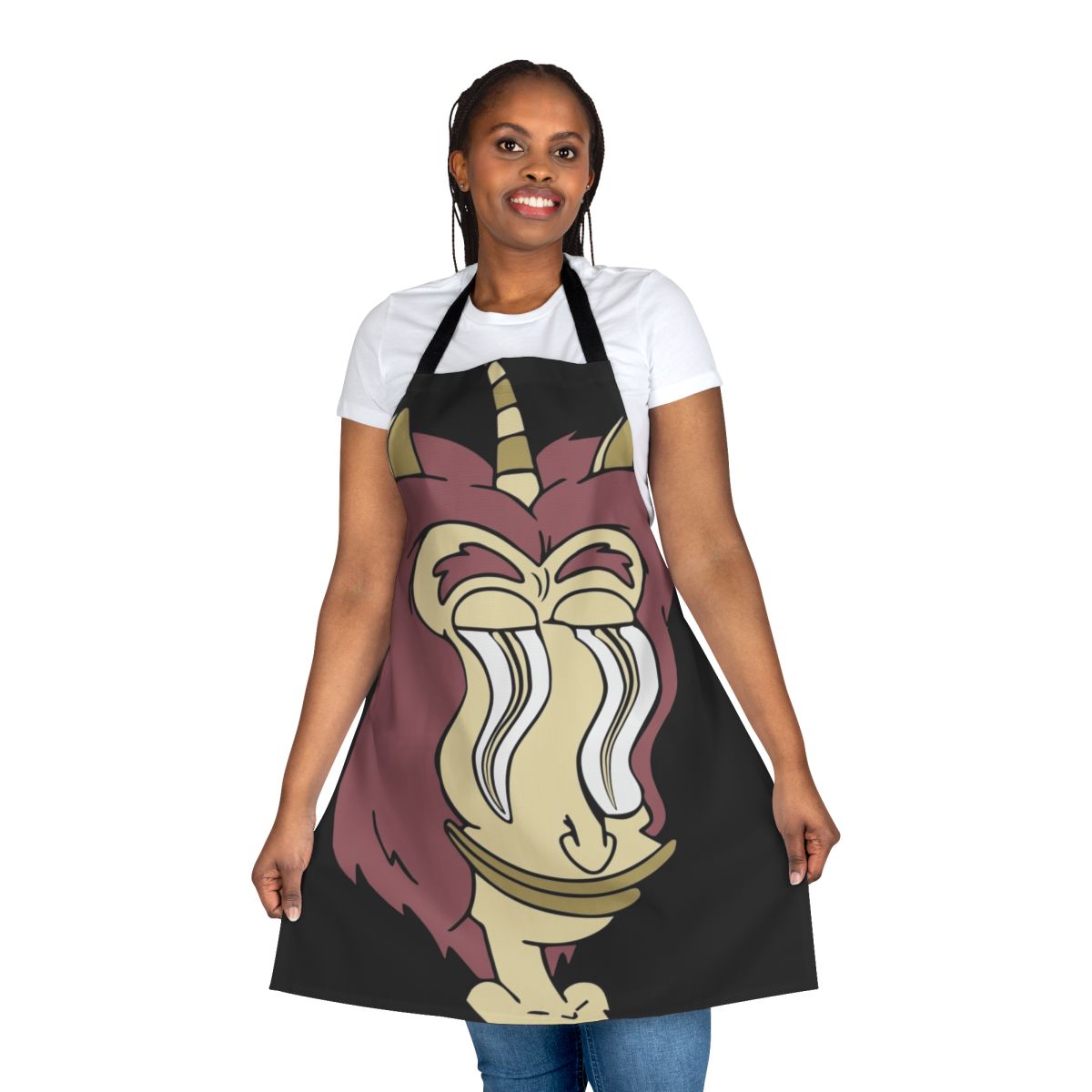 Big Mouth inspired apron featuring the Hormone Monster character