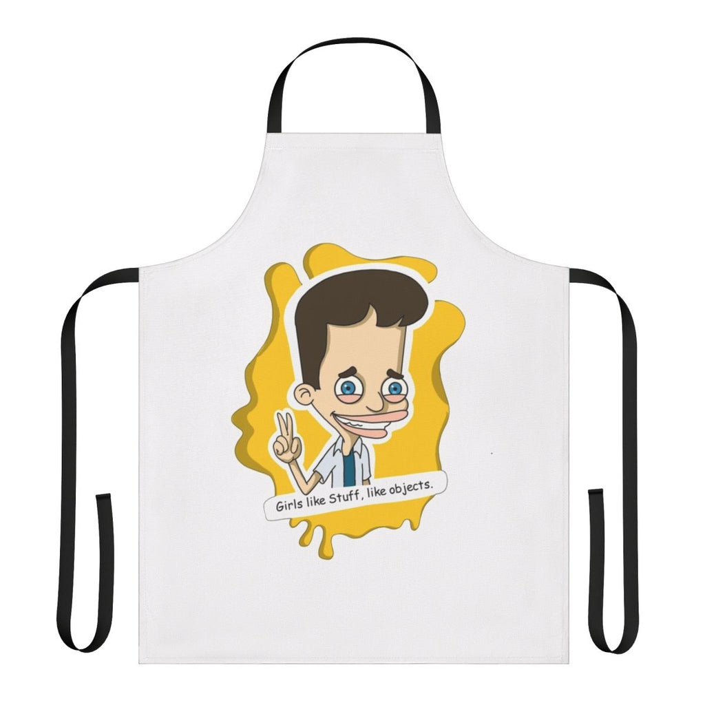 Colorful big mouth cartoon character design printed on a high-quality kitchen apron
