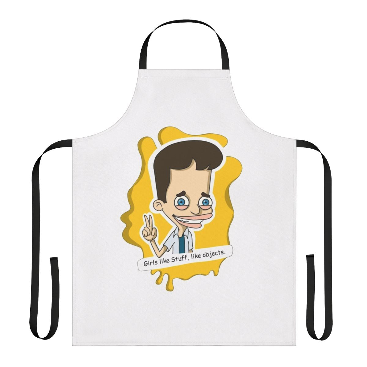 Colorful big mouth cartoon character design printed on a high-quality kitchen apron