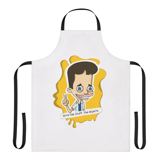 Colorful big mouth cartoon character design printed on a high-quality kitchen apron