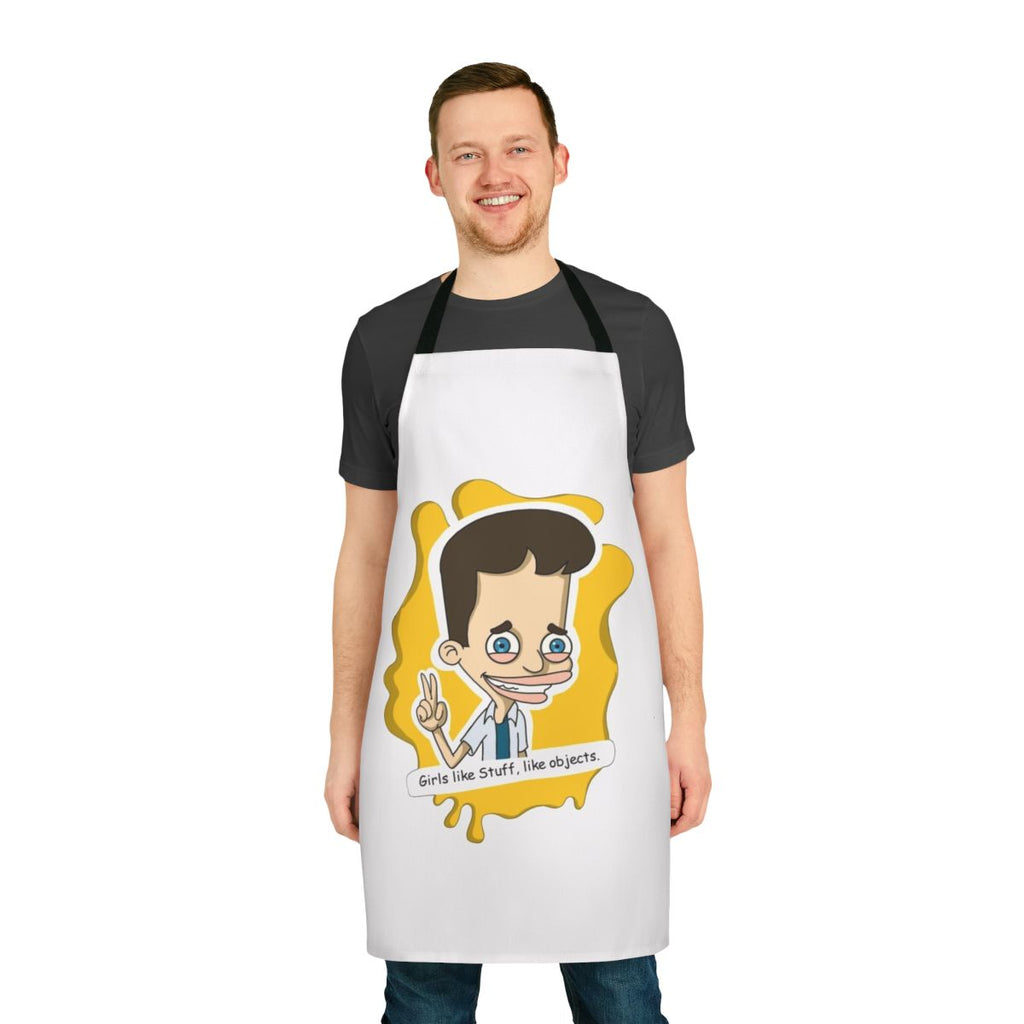 Colorful big mouth cartoon character design printed on a high-quality kitchen apron