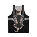 Funny cat in baby carrier