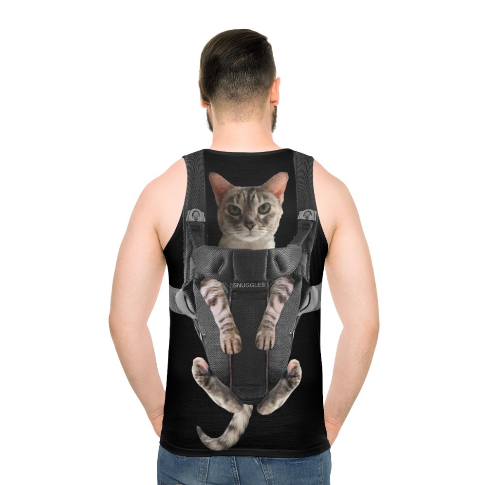 Funny cat in baby carrier