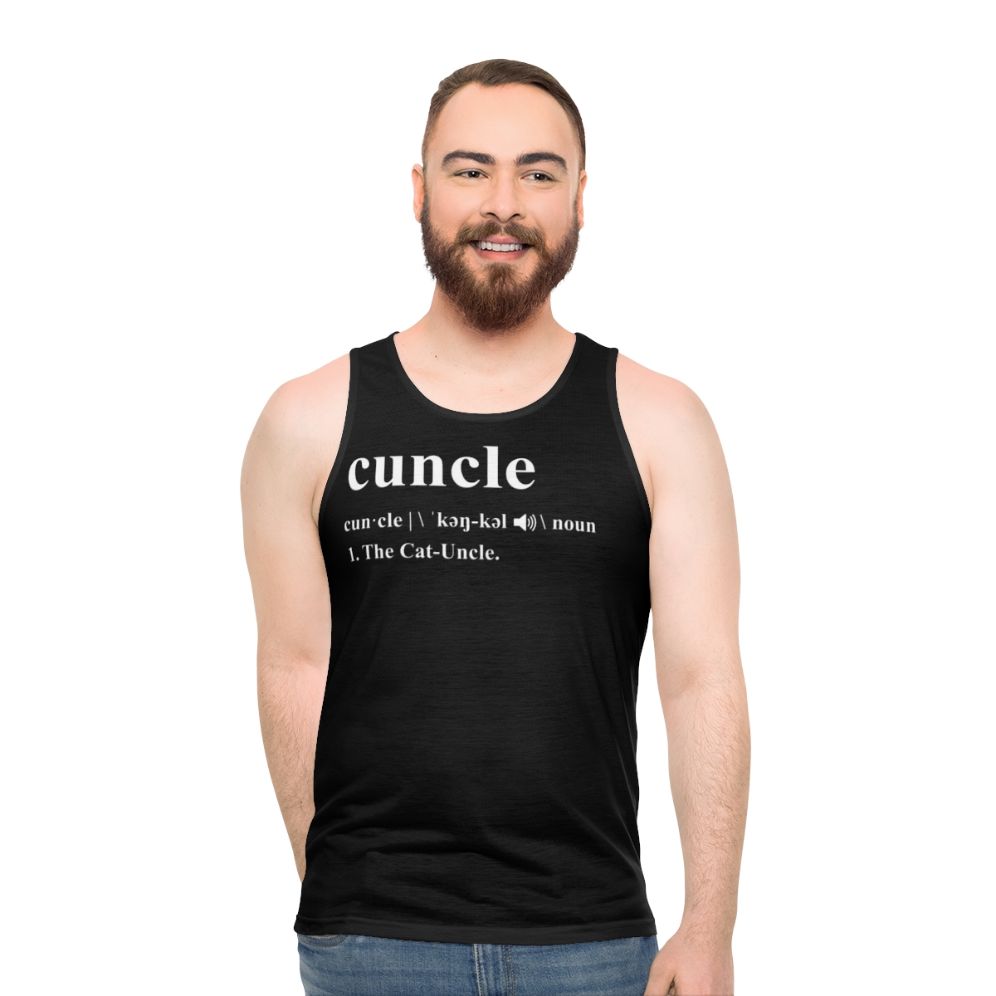 Funny cat uncle "cuncle" unisex tank top
