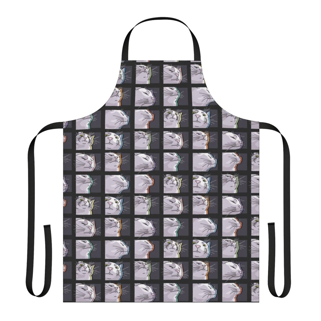 Apron featuring a funny cat vibing and dancing to music, a popular internet meme