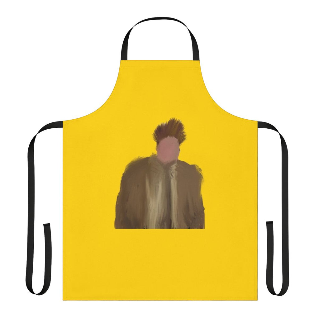 Comedic apron with a humorous interpretation of the late comedian Chris Farley
