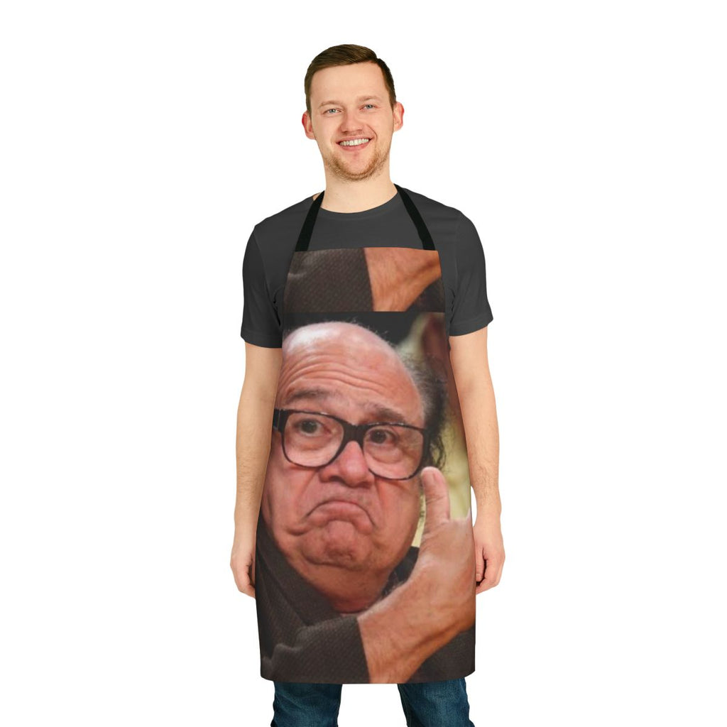 Stylish apron featuring a humorous Danny Devito design for fans of It's Always Sunny in Philadelphia